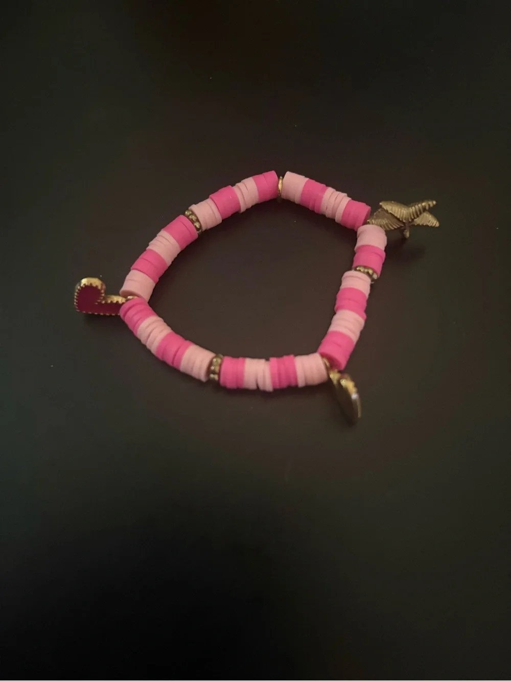 Pink Ombre Disc Bead Charm Bracelet